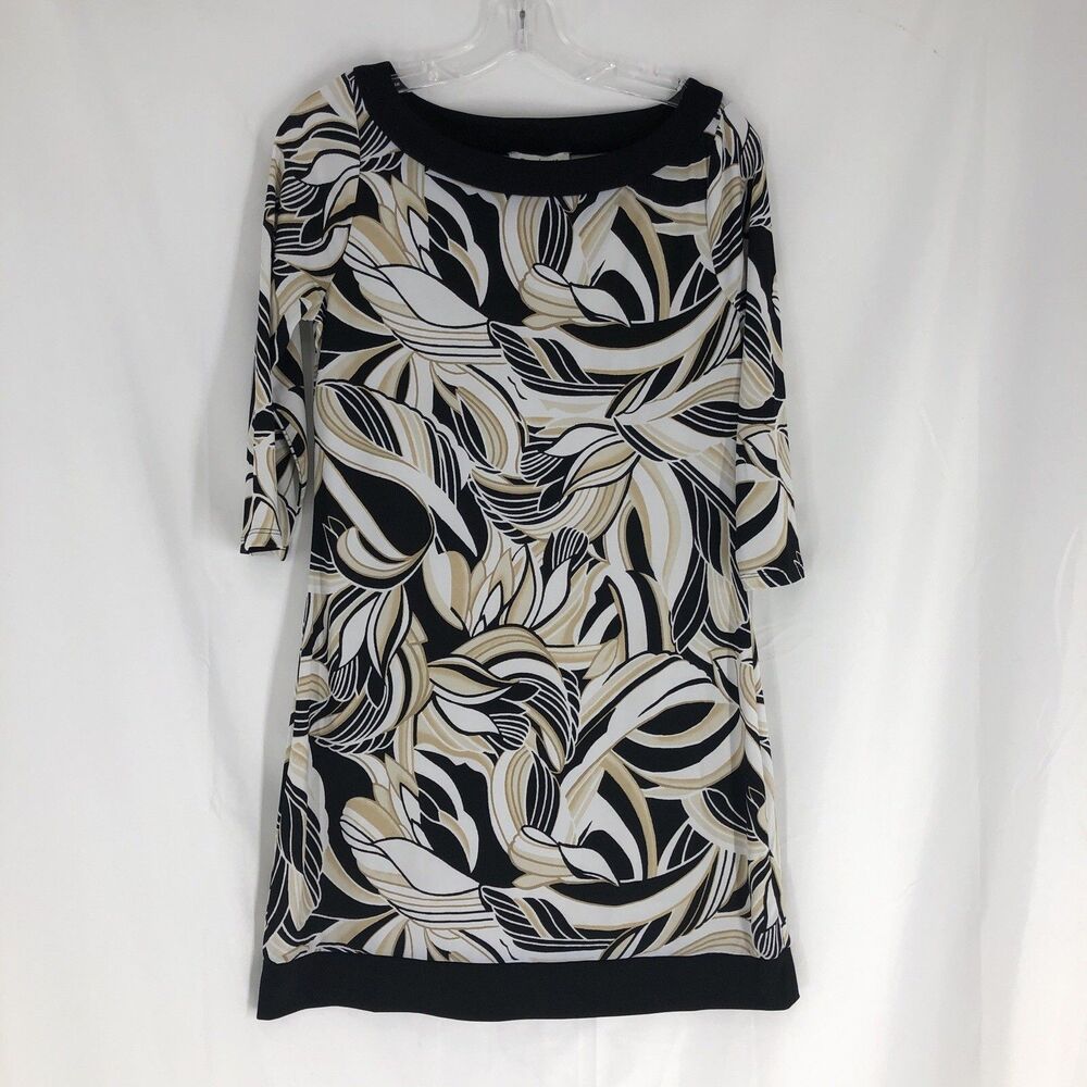 White House Black Market WHBM Mini Dress Size Small Black Floral Shift